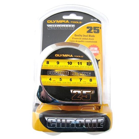 Olympia Tools 25 X 1 Tape Measure, Chrome Case 43-125